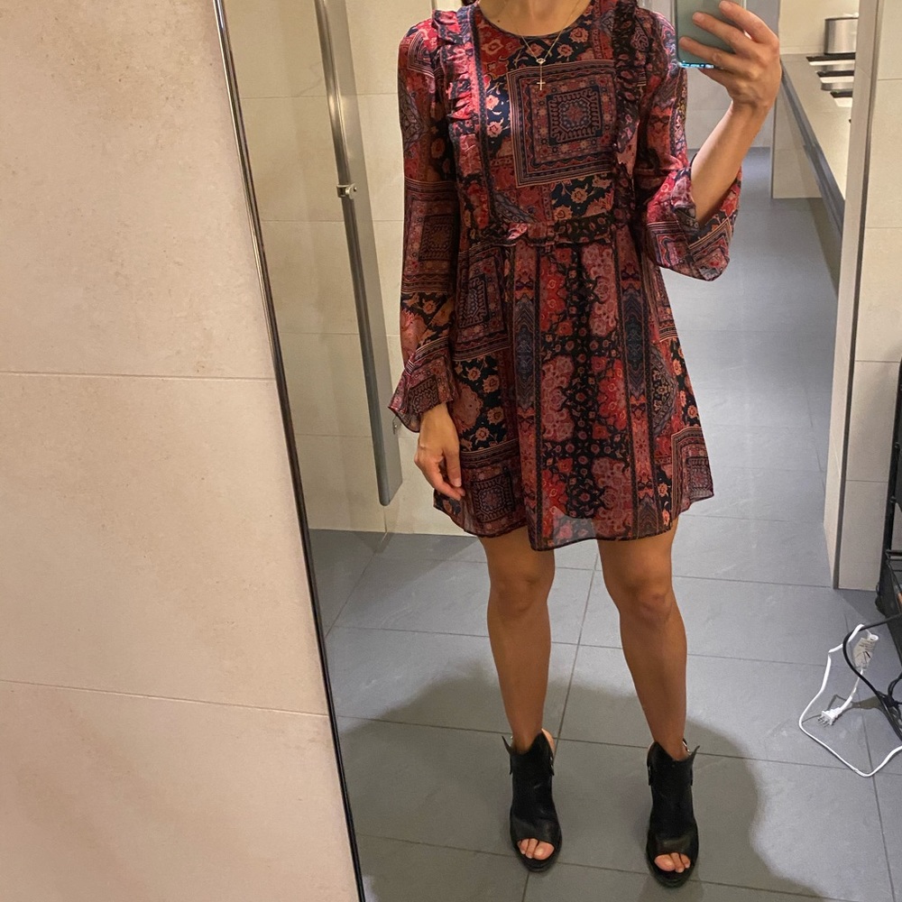 Longsleeve mini boho dress / free people style